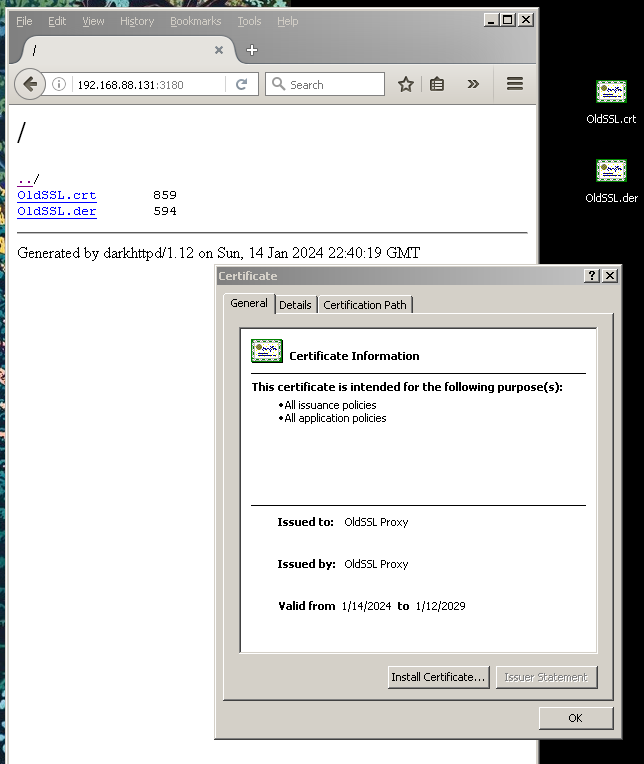 Firefox browser navigated to 192.168.88.131:3180